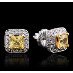 18KT White Gold 2.00ctw Yellow Sapphire and Diamond Earrings