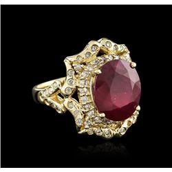 14KT Yellow Gold 8.01ct Ruby and Diamond Ring