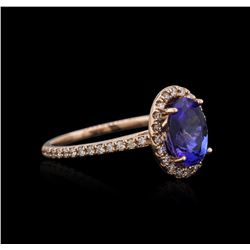 14k Rose Gold 2.03ct Tanzanite and Diamond Ring