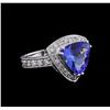 Image 1 : 3.99ct Tanzanite and Diamond Ring - 14KT White Gold