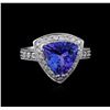 Image 2 : 3.99ct Tanzanite and Diamond Ring - 14KT White Gold