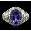 Image 2 : 14KT White Gold 3.28ct Tanzanite and Diamond Ring