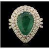 Image 2 : 14KT Yellow Gold 4.10ct Emerald and Diamond Ring