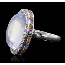 18KT White Gold 21.49ct Opal, Sapphire and Diamond Ring