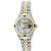 Image 1 : Rolex 14KT Two-Tone Baguette Diamond And Emerald DateJust Ladies Watch