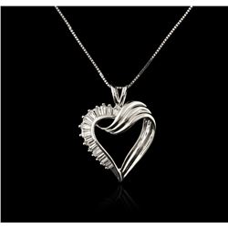 14KT White Gold 0.50ctw Diamond Heart Pendant With Chain