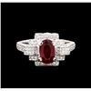 Image 2 : 1.42ct Ruby and Diamond Ring - 18KT White Gold