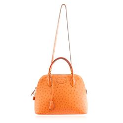 Hermes Orange Ostrich Bolide Handbag Tote