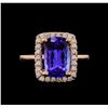 Image 2 : 3.46ct Tanzanite and Diamond Ring - 14KT Rose Gold