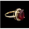 Image 1 : 9.77ct Ruby and Diamond Ring - 14KT Yellow Gold