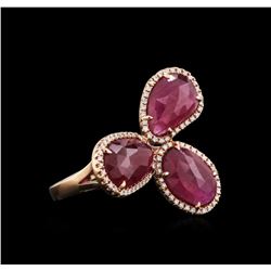 9.22ctw Ruby and Diamond Ring - 14KT Rose Gold