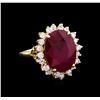 Image 1 : 10.88ct Ruby and Diamond Ring - 14KT Yellow Gold