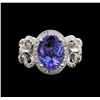 Image 2 : 3.51ct Tanzanite and Diamond Ring - 14KT White Gold