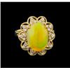 Image 2 : 3.65ct Opal and Diamond Ring - 14KT Yellow Gold