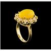 Image 4 : 3.65ct Opal and Diamond Ring - 14KT Yellow Gold