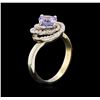 Image 3 : 1.07ct Tanzanite and Diamond Ring - 14KT Two-Tone Gold