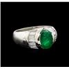 Image 1 : 1.35ct Emerald and Diamond Ring - Platinum