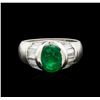 Image 2 : 1.35ct Emerald and Diamond Ring - Platinum