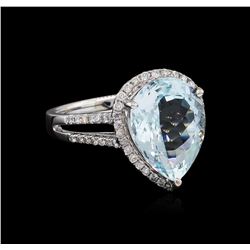 5.33ct Aquamarine and Diamond Ring - 14KT White Gold