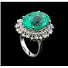 Image 4 : GIA Cert 17.67ct Emerald and Diamond Ring - 14KT White Gold