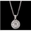 Image 1 : 14KT White Gold 0.93ctw Diamond Pendant With Chain