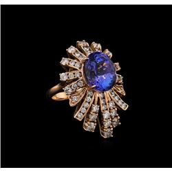 8.16ct Tanzanite and Diamond Ring - 14KT Rose Gold