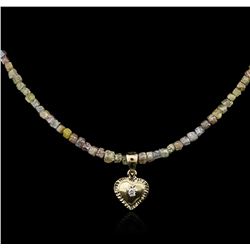 14KT Yellow Gold 21.73ctw Rough Diamond Necklace With Charm