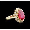 Image 1 : 3.82ct Ruby and Diamond Ring - 14KT Yellow Gold