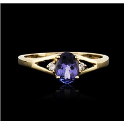 14KT Yellow Gold 0.93ct Tanzanite and Diamond Ring