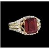 Image 1 : 5.38ct Ruby and Diamond Ring - 14KT Yellow Gold