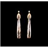 Image 1 : 21.35ctw Morganite and Diamond Dangle Earrings - 14KT Two-Tone Gold