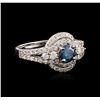 Image 1 : 14KT White Gold 1.29ctw Fancy Blue Diamond Ring