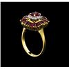 Image 4 : 2.79ctw Ruby and Diamond Ring - 18KT Yellow Gold