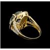 Image 3 : 6.01ct Aquamarine and Diamond Ring - 14KT Yellow Gold