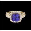 Image 2 : 14KT Yellow Gold 3.71ct Tanzanite and Diamond Ring