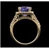 Image 3 : 14KT Yellow Gold 3.71ct Tanzanite and Diamond Ring