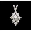Image 1 : 0.10ctw Diamond Cluster Flower Pendant - 14KT White Gold