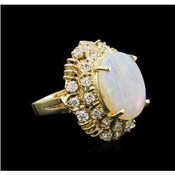 14KT Yellow Gold 3.68ct Opal and Diamond Ring