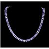 Image 1 : 54.00ctw Tanzanite and Diamond Necklace - 14KT White Gold