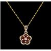 Image 1 : 0.82ctw Ruby and Diamond Pendant With Chain - 14KT Yellow Gold