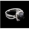 Image 1 : 5.50ct Black Onyx and Diamond Ring - 18KT White Gold