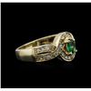Image 1 : 14KT Yellow Gold 0.82ct Emerald and Diamond Ring