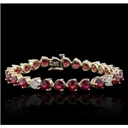 14KT Yellow Gold 18.27ctw Ruby and Diamond Bracelet