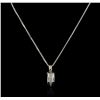 Image 2 : 14KT White Gold 0.77ctw Diamond Pendant With Chain
