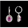 Image 2 : 2.75ctw Pink Sapphire and Diamond Earrings - 14KT White Gold