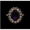 Image 2 : 14KT Rose Gold 3.68ct Amethyst & Diamond Ring