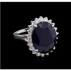 11.24ct Blue Sapphire and Diamond Ring - 14KT White Gold