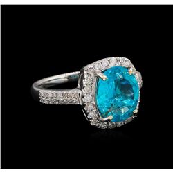 3.57ct Apatite and Diamond Ring - 14KT White Gold