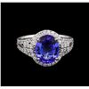 Image 2 : 3.38ct Tanzanite and Diamond Ring - Platinum