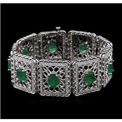 14KT White Gold 12.42ctw Emerald and Diamond Bracelet